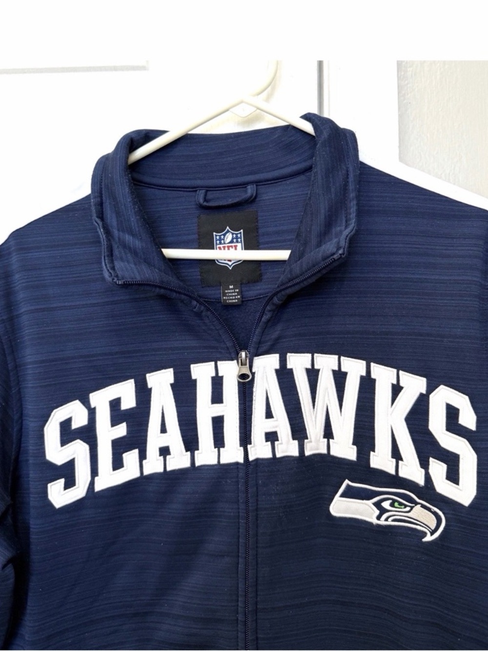 NFL Seattle Seahawks Men’s Fleece Jacket Size M Blue White Full Zip Football